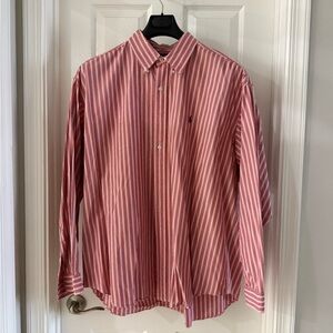Ralph Lauren Orange, Blue, White Striped Button Down Shirt